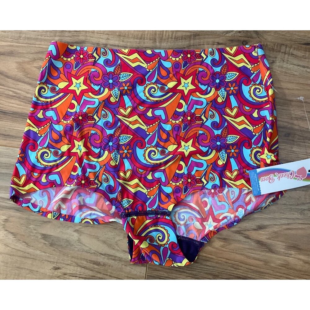 NWT Cheek Boss Colorful Psychedelic Boyshorts   Size: Medium